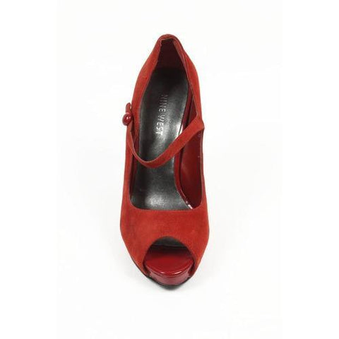 Red 5.5 US - 36 EUR Nine West Womens Pump Open Toe NWLUMINOUS RED RED