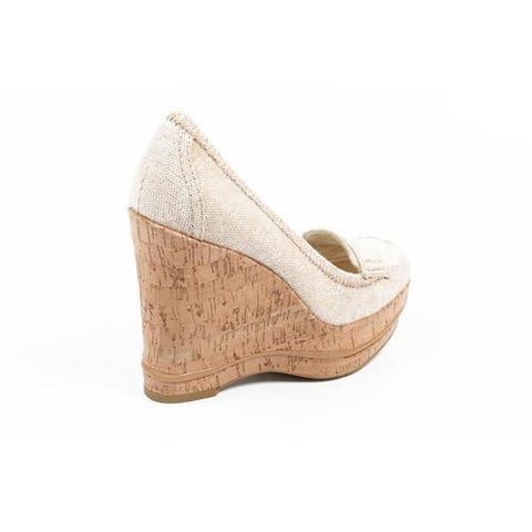 Beige 6 US - 36.5 EUR Nine West Womens Wedge Pump  NWTHEODORE MEDNA SILVER