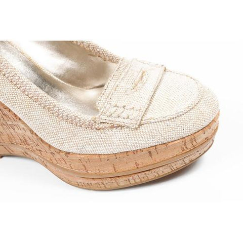 Beige 10 US - 41.5 EUR Nine West Womens Wedge Pump  NWTHEODORE MEDNA SILVER