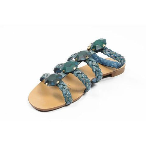 Blue 6.5 US - 37 EUR Nine West Womens Ankle Strap Flat Sandal NWRADIOWAVE MEDIUM BLU