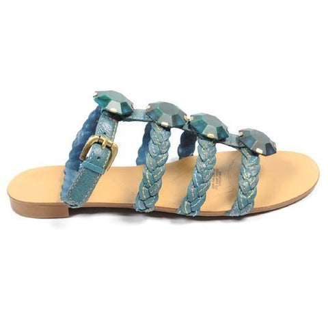 Blue 6.5 US - 37 EUR Nine West Womens Ankle Strap Flat Sandal NWRADIOWAVE MEDIUM BLU