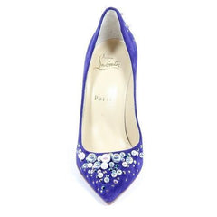 Blue 39.5 EUR - 9.5 US Christian Louboutin Womens Pump CANDIDATE 100 VEAU VELOURS