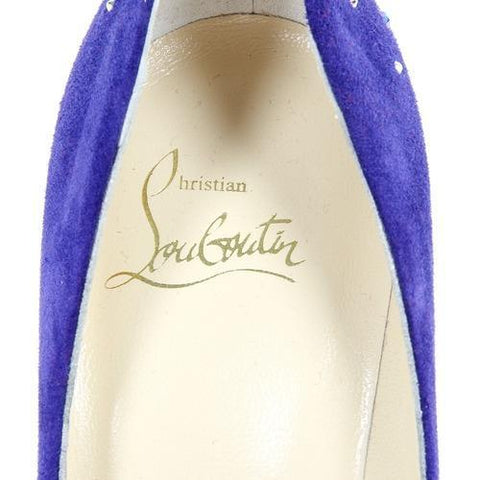 Blue 39.5 EUR - 9.5 US Christian Louboutin Womens Pump CANDIDATE 100 VEAU VELOURS