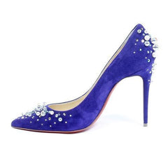 Blue 39.5 EUR - 9.5 US Christian Louboutin Womens Pump CANDIDATE 100 VEAU VELOURS