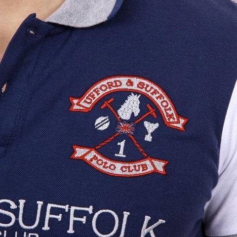 Blue L Ufford & Suffolk Polo Club Mens Polo Short Sleeves US001 INDIGO