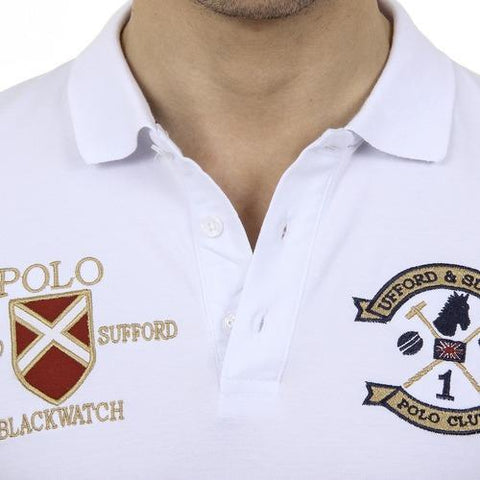 White M Ufford & Suffolk Polo Club Mens Polo Short Sleeves US007 WHITE
