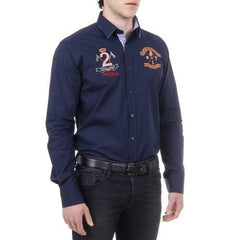 Blue S Ufford & Suffolk Polo Club Mens Shirt Long Sleeves US010 NAVY BLUE