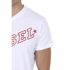 White S Diesel Mens T-Shirt Short Sleeves V-Neck 00SDG0 R091B 100 T-KRITIL