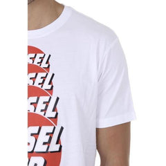 White S Diesel Mens T-Shirt Short Sleeves Round Neck 00SI7X 0091B 100 T-PALAGIA