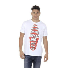 White S Diesel Mens T-Shirt Short Sleeves Round Neck 00SI7X 0091B 100 T-PALAGIA