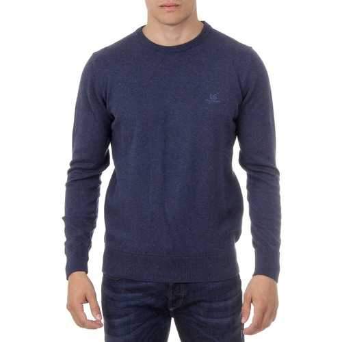 Dark Blue L Ufford & Suffolk Polo Club Mens Sweater Long Sleeves Round Neck PULLRUS100 DARK BLUE