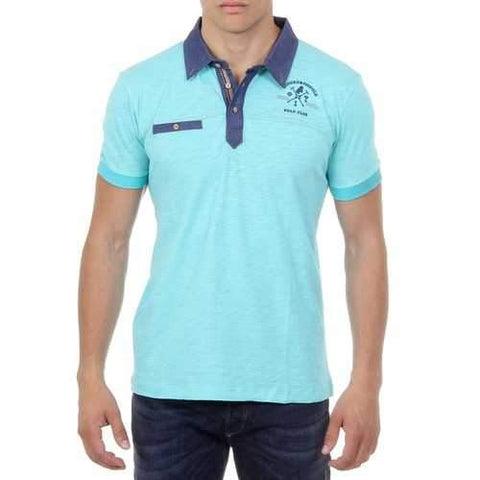 Light Blue L Ufford & Suffolk Polo Club Mens Polo Short Sleeves US007B MINT