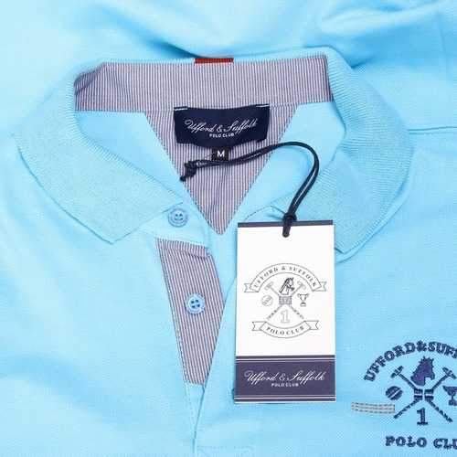 Light Blue M Ufford & Suffolk Polo Club Mens Polo Short Sleeves US025 BLUE