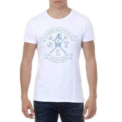 White M Ufford & Suffolk Polo Club Mens T-Shirt Short Sleeves Round Neck US027 WHITE