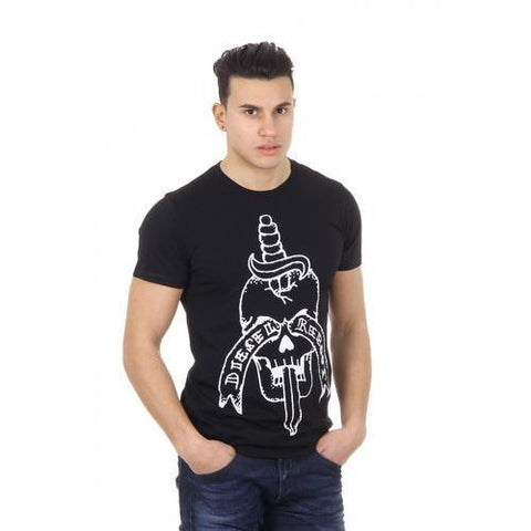 Black S Diesel mens t-shirt REBOOT-T-SKULL-DAGGER 00SF7F 0W91B 900
