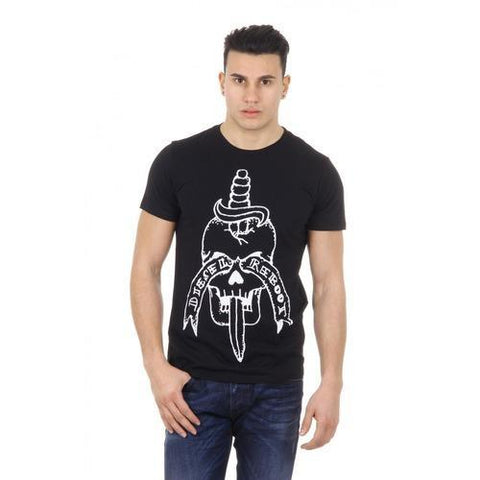 Black M Diesel mens t-shirt REBOOT-T-SKULL-DAGGER 00SF7F 0W91B 900