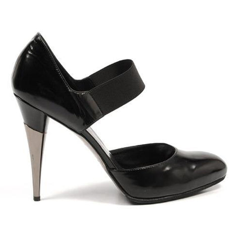 Black 41 EUR - 11 US Sebastian Milano ladies side cross strap pump 3215 BLACK SPAZZOLATO NERO