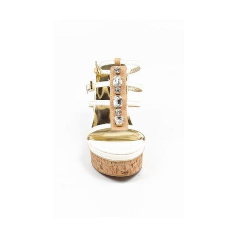 White 36.5 EUR - 6.5 US Sebastian Milano ladies espadrille wedge sandal S3185VB VERNICE BIANCA+CRYSTAL