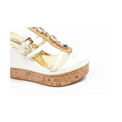 White 36.5 EUR - 6.5 US Sebastian Milano ladies espadrille wedge sandal S3185VB VERNICE BIANCA+CRYSTAL