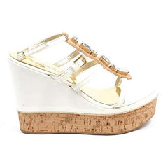 White 36.5 EUR - 6.5 US Sebastian Milano ladies espadrille wedge sandal S3185VB VERNICE BIANCA+CRYSTAL