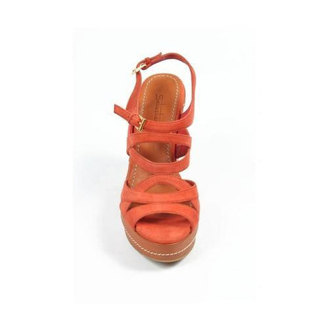 Coral 36 EUR - 6 US Sebastian Milano ladies espadrille wedge sandal 4200 CAMOSCIO CORALLO