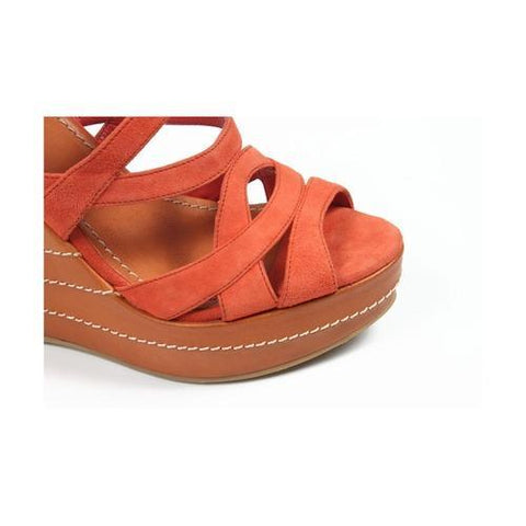 Coral 36 EUR - 6 US Sebastian Milano ladies espadrille wedge sandal 4200 CAMOSCIO CORALLO
