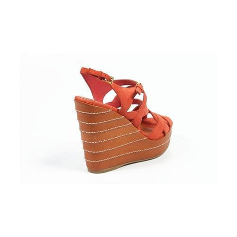 Coral 36 EUR - 6 US Sebastian Milano ladies espadrille wedge sandal 4200 CAMOSCIO CORALLO
