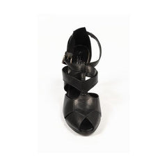 Black 41 EUR - 11 US Sebastian Milano ladies pump sandal S3810 VIT.NAPPATO BIB NERO