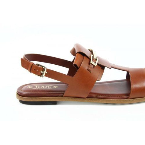 Brown 37 EUR - 6.5 US (247mm) Tods ladies flat sandal XXW0TK0M270D90S007