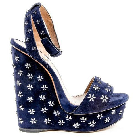 Blue 39.5 EUR - 9.5 US Alaia Womens Ankle Strap Wedge Sandal 6E3X842CC06 C551