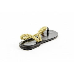 Multicolor 37 EUR - 7 US Álvaro González Womens Flat Sandal ANGELA METALLIC ROPE BLACK GOLD