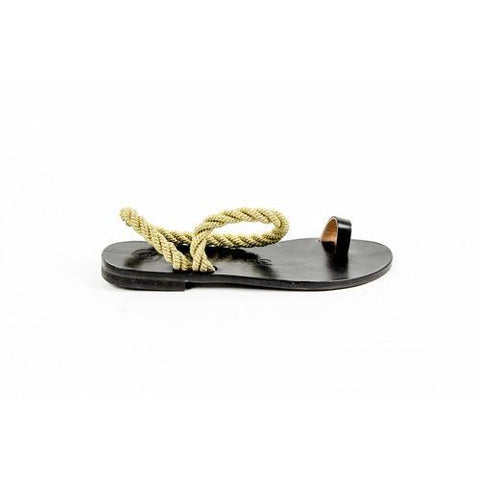 Multicolor 37 EUR - 7 US Álvaro González Womens Flat Sandal ANGELA METALLIC ROPE BLACK GOLD