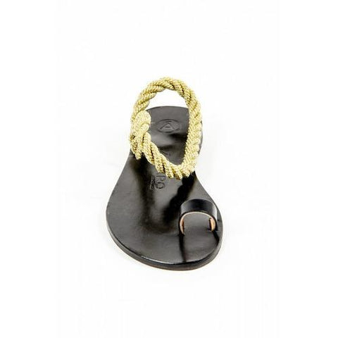 Multicolor 38 EUR - 8 US Álvaro González Womens Flat Sandal ANGELA METALLIC ROPE BLACK GOLD