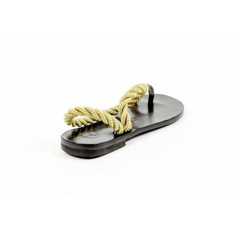 Multicolor 38 EUR - 8 US Álvaro González Womens Flat Sandal ANGELA METALLIC ROPE BLACK GOLD