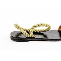 Multicolor 38 EUR - 8 US Álvaro González Womens Flat Sandal ANGELA METALLIC ROPE BLACK GOLD
