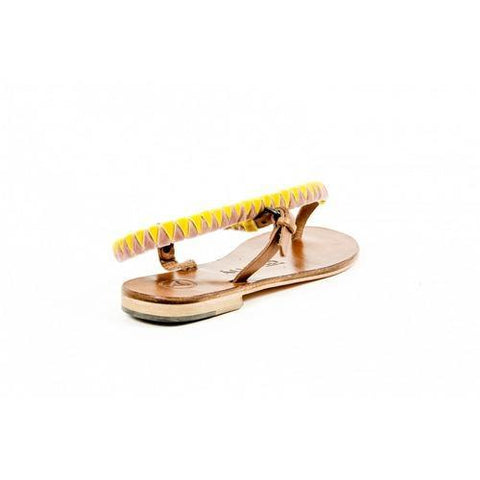 Multicolor 41 EUR - 11 US Álvaro González Womens Flat Sandal ANDREINA CALF VELVET PINK YELLOW