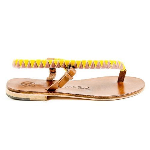 Multicolor 41 EUR - 11 US Álvaro González Womens Flat Sandal ANDREINA CALF VELVET PINK YELLOW