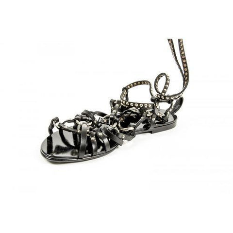 Black 40 EUR - 10 US Balmain Paris Womens Cut Out Flat Sandal S6C PS 010106 LAWRENCE 176