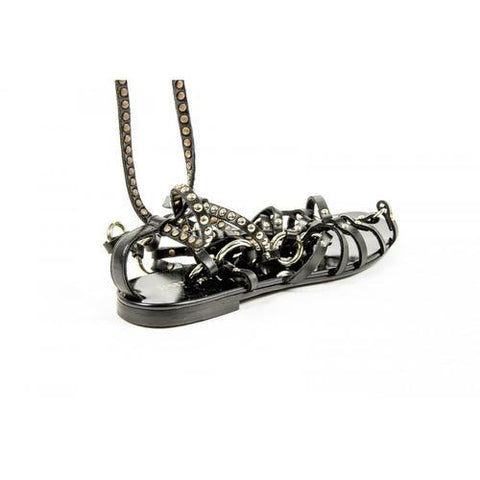 Black 40 EUR - 10 US Balmain Paris Womens Cut Out Flat Sandal S6C PS 010106 LAWRENCE 176