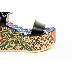 Multicolor 36 EUR - 6 US Lisa Corti Womens Ankle Strap Wedge Sandal W LISA LEATHER BLACK