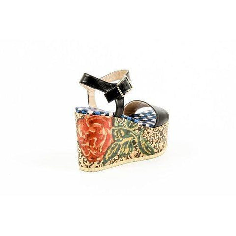 Multicolor 36 EUR - 6 US Lisa Corti Womens Ankle Strap Wedge Sandal W LISA LEATHER BLACK