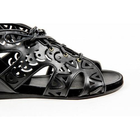 Black 36 EUR - 6 US Parrice Womens Lace Up Sandal PS15S2 BLACK