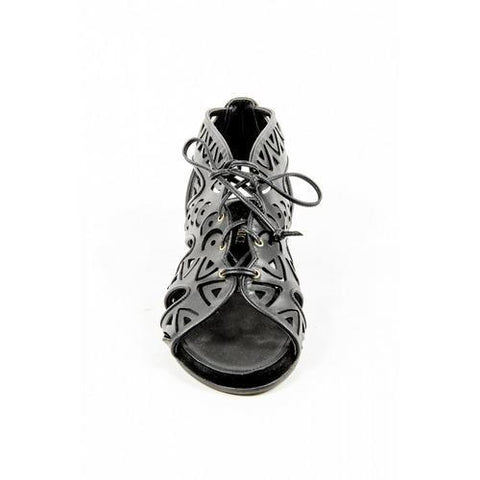 Black 37 EUR - 7 US Parrice Womens Lace Up Sandal PS15S2 BLACK