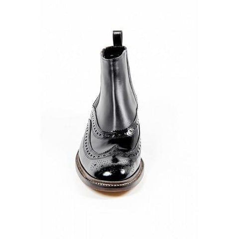 Black 37 EUR - 7 US Robert Clergerie Paris Womens Brogue Ankle Boot EGIM JAZZ JAZZ V LISSE NOIR EL NOIR