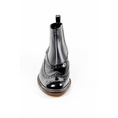 Black 37 EUR - 7 US Robert Clergerie Paris Womens Brogue Ankle Boot EGIM JAZZ JAZZ V LISSE NOIR EL NOIR