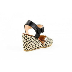 Multicolor 36.5 EUR - 6.5 US Robert Clergerie Paris Womens Ankle Strap Wedge Sandal DIZON PAILLE NAT VEG NOIR DBL PDR BC