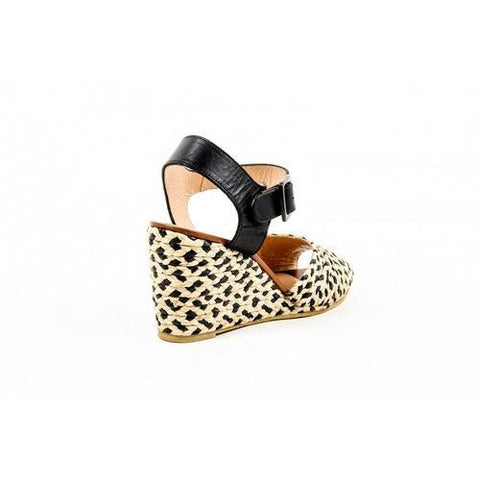 Multicolor 38.5 EUR - 8.5 US Robert Clergerie Paris Womens Ankle Strap Wedge Sandal DIZON PAILLE NAT VEG NOIR DBL PDR BC