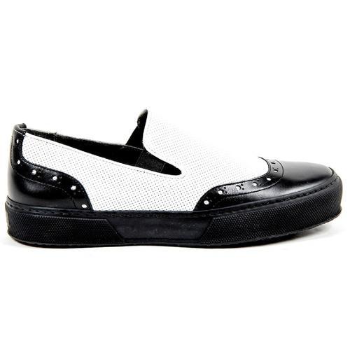 Multicolor 37 EUR - 7 US Robert Clergerie Paris Womens Slip On Sneaker TILO02 V LISSE NOIR V L PERFO BLANCO