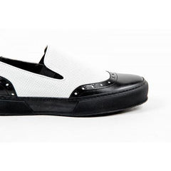 Multicolor 37.5 EUR - 7.5 US Robert Clergerie Paris Womens Slip On Sneaker TILO02 V LISSE NOIR V L PERFO BLANCO