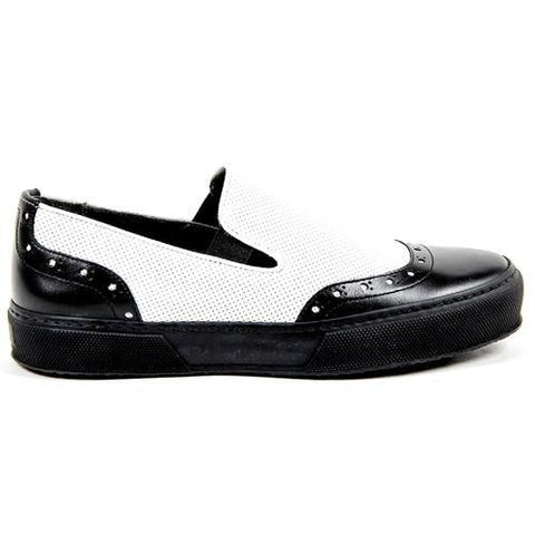 Multicolor 37.5 EUR - 7.5 US Robert Clergerie Paris Womens Slip On Sneaker TILO02 V LISSE NOIR V L PERFO BLANCO